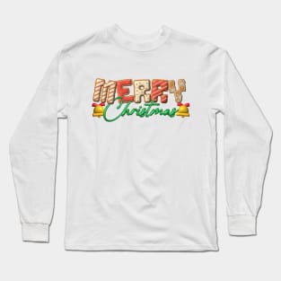 Cookies Lettering Merry Christmas Lettering Design Long Sleeve T-Shirt